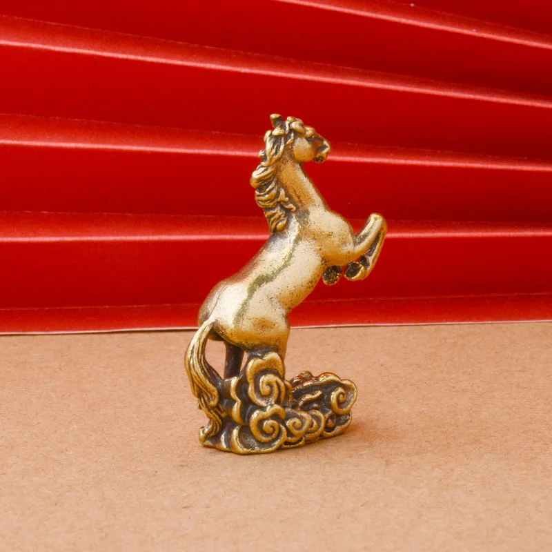 Solid Copper Running Horse Sculpture Ornaments Retro Brass Animal Feng Shui Small Statue Office Desk Home Decorations Figurines