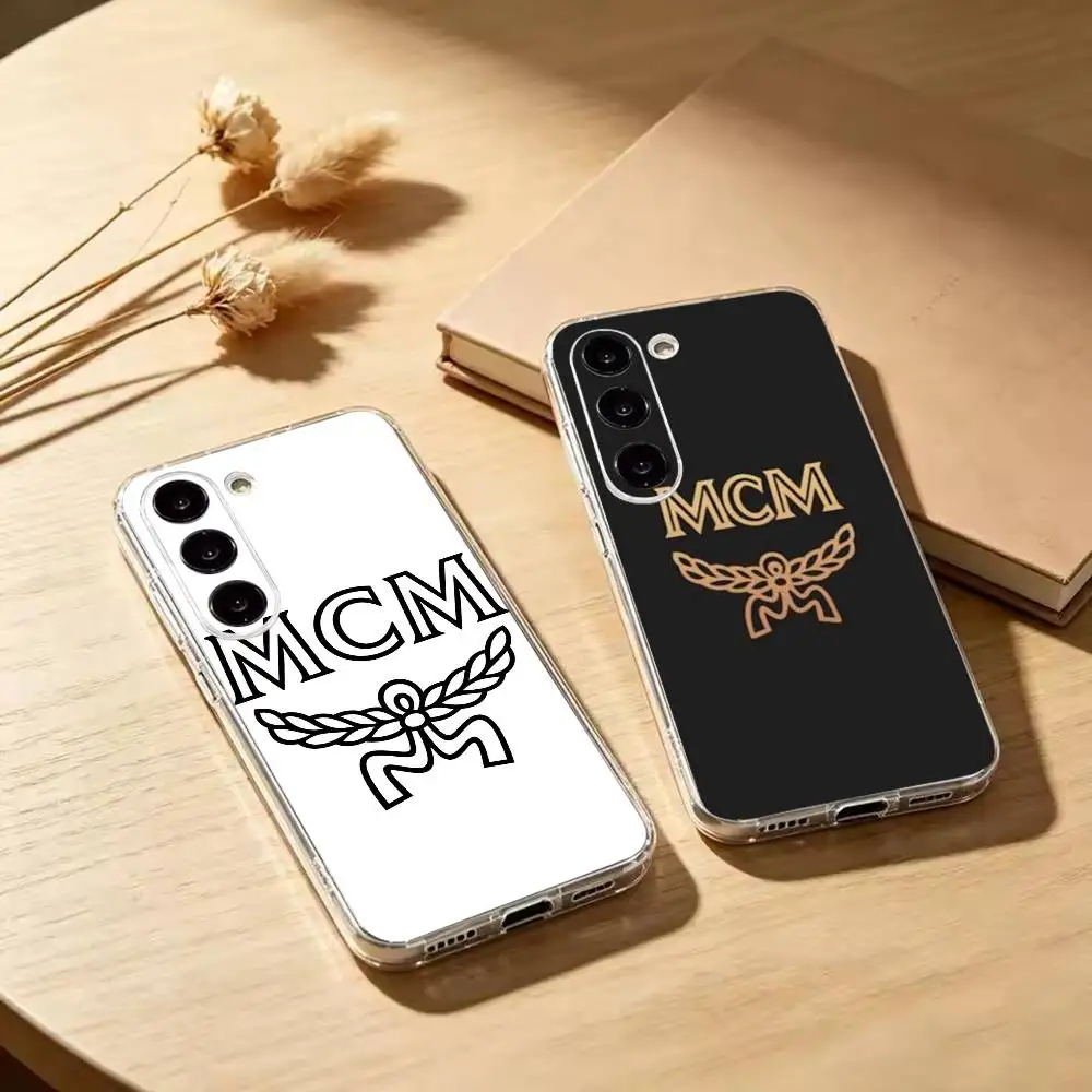Hot Luxury brand M-MCM fashion    Transparent Soft Silicone Phone Case For Samsung A10 A12 A20 A21S A30 A31 A50 A51 A52 A70 A71
