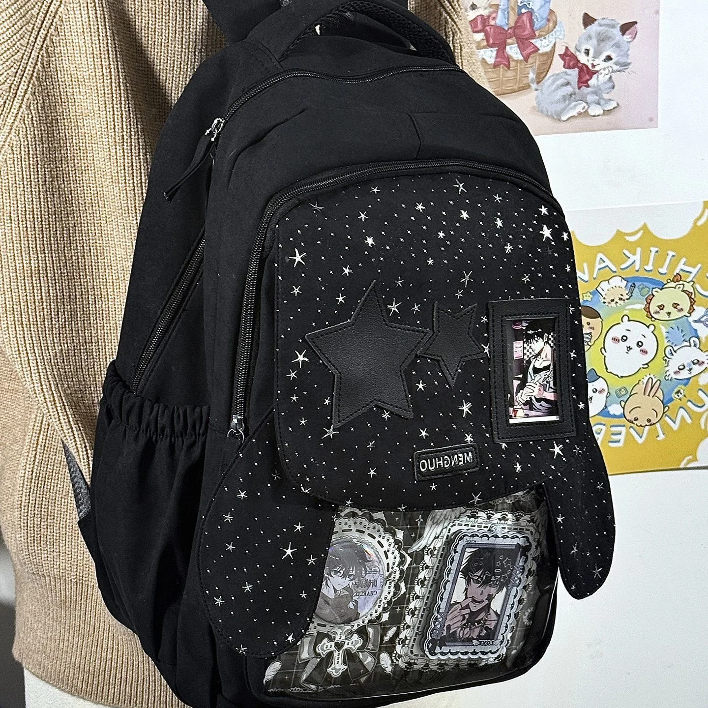 backpack large capacity black star high school bag backpacks y2k girls school bag boy  school bag ita bags college style