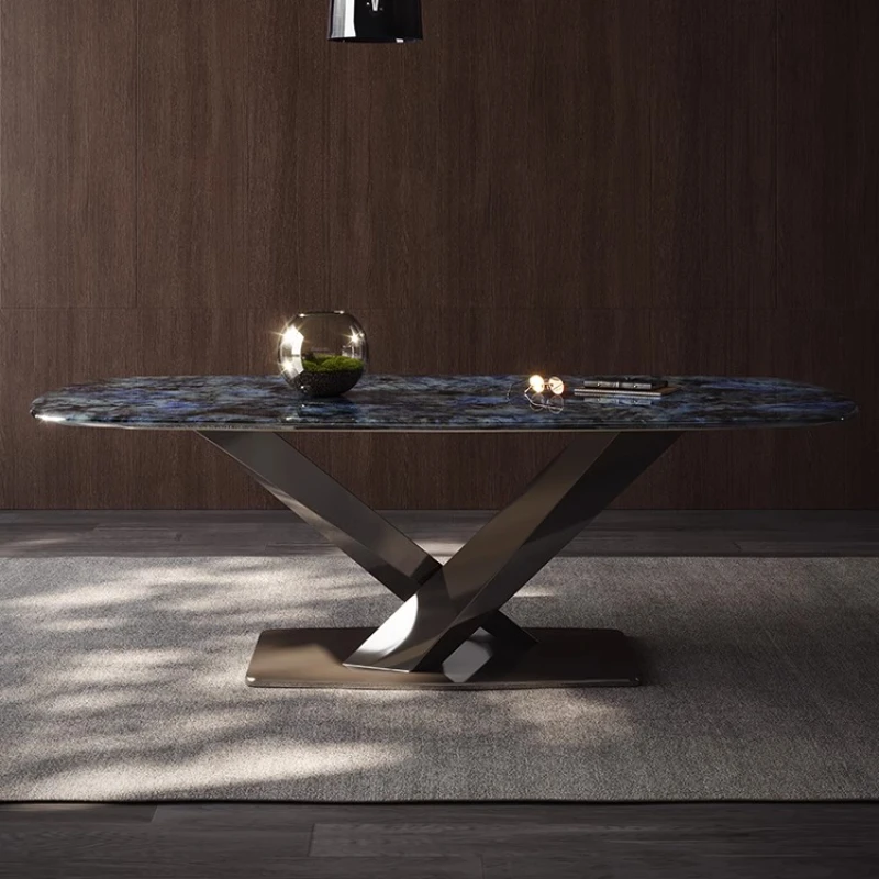 rc-Kitchen Conference Dining Table Luxury Modern Glass Salon Living Room Dining Table Lounge Service Muebles Kitchen Furniture-