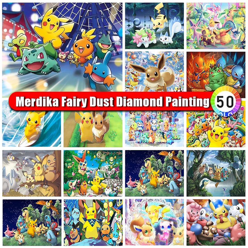 

Merdika Zipper Bag Fairy Dust Diamond Painting Pokemon New Collection 2024 Diamond Mosaic Embroidery 5D DIY Cross Stitch Kit Art