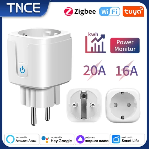 TNCE 투야 와이파이 지그비 스마트 소켓, EU 플러그, 전원 모니터 리모컨, 스마트라이프 앱, 알렉사 구글 홈 앨리스와 작동, 16 A, 20A  Best5