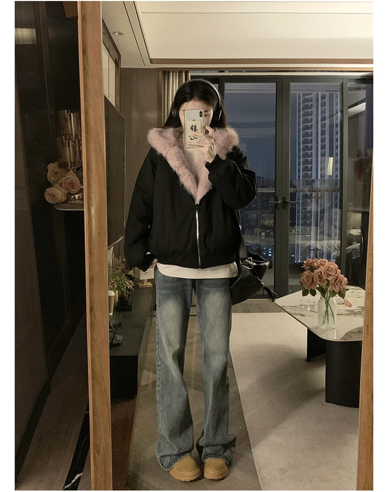 Two-sided Wear Imitation mink velvet Fur Hooded Cotton Padded Jacket Fashion New Winter Jackets Women's Short Loose Coats Trend 134 Sabad0b8b63764eb4a0c7a2a168c77539T