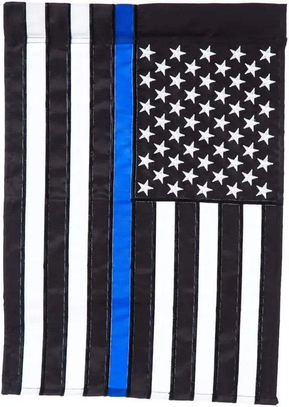 Evergreen Flag Thin Blue Line Garden Applique Flag | Patriotic Garden Flag 12x18 Double Sided | Patriotic House Flags For Outsid