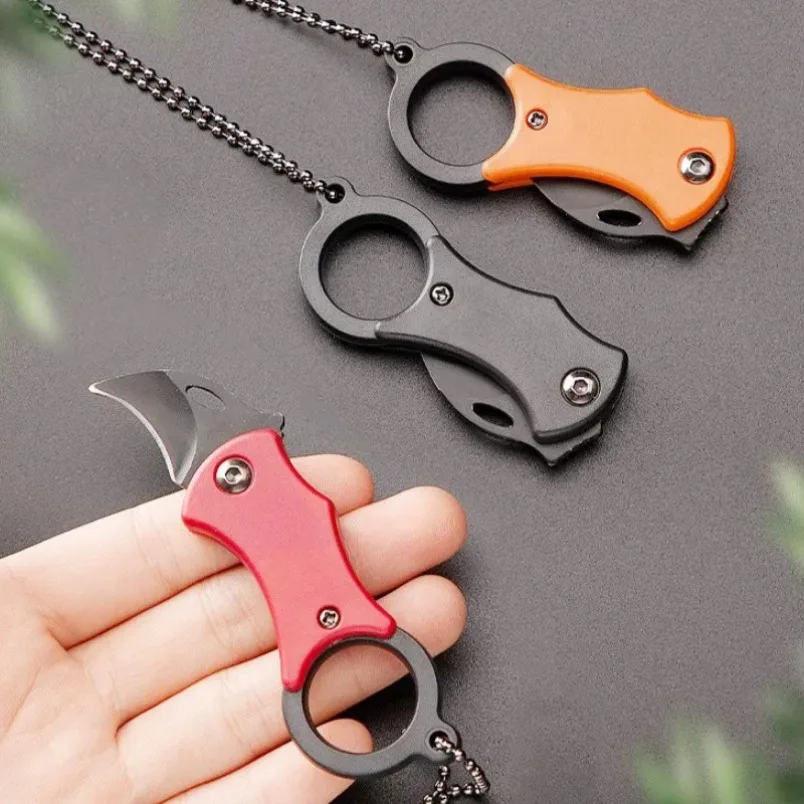 Mini faca dobrável utilitária de aço inoxidável, cutelo de frutas, picador de carne, legumes, facas de cozinha, cabo de plástico, facas de cozinha