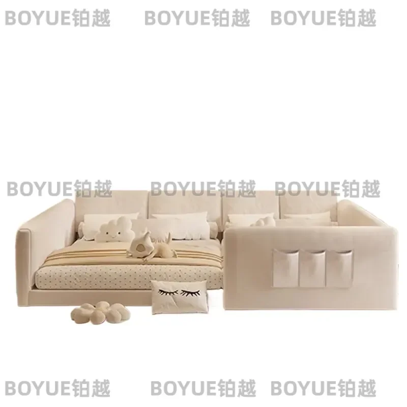 Elephant Ear Family Bed for Four Parent Child Triple Sleeping Platform Large Size Bedroom Furniture for Boys Girls Co