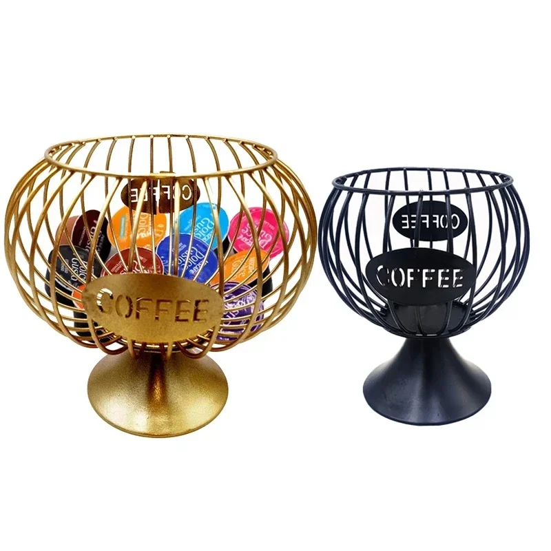 Coffee Pod Holder Hollow Coffee Capsule Basket Anti-Rust Iron Capsule Rack Shelf Storage Organizer Coffee Cup Kitchen Storage