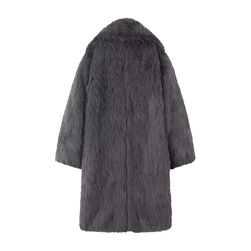 معطف نسائي عصري من الفرو الصناعي متوسط الطول موضة شتاء دافئ 2025 نمط مثير للخريف #2