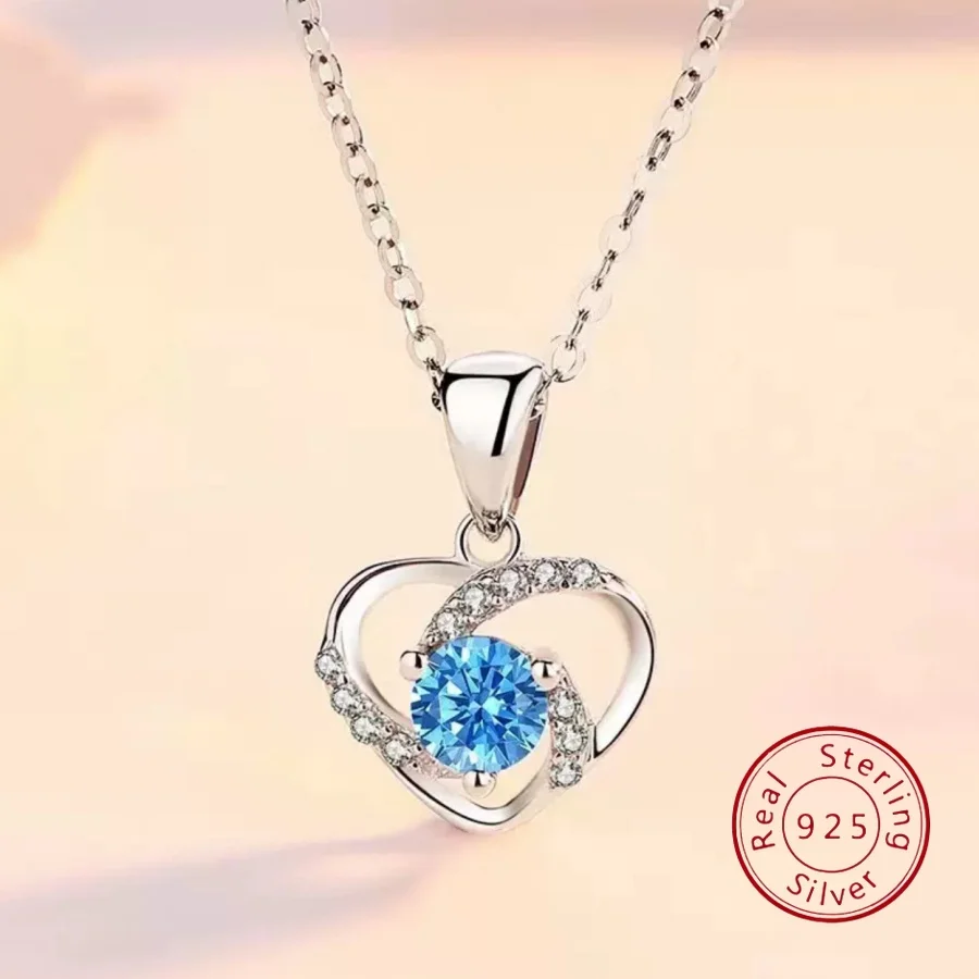 

Классическое ожерелье из стерлингового серебра 925 пробы с вечным сердцем для женщин, европейское и американское минималистское серебряное ожерелье с подвеской в форме сердца