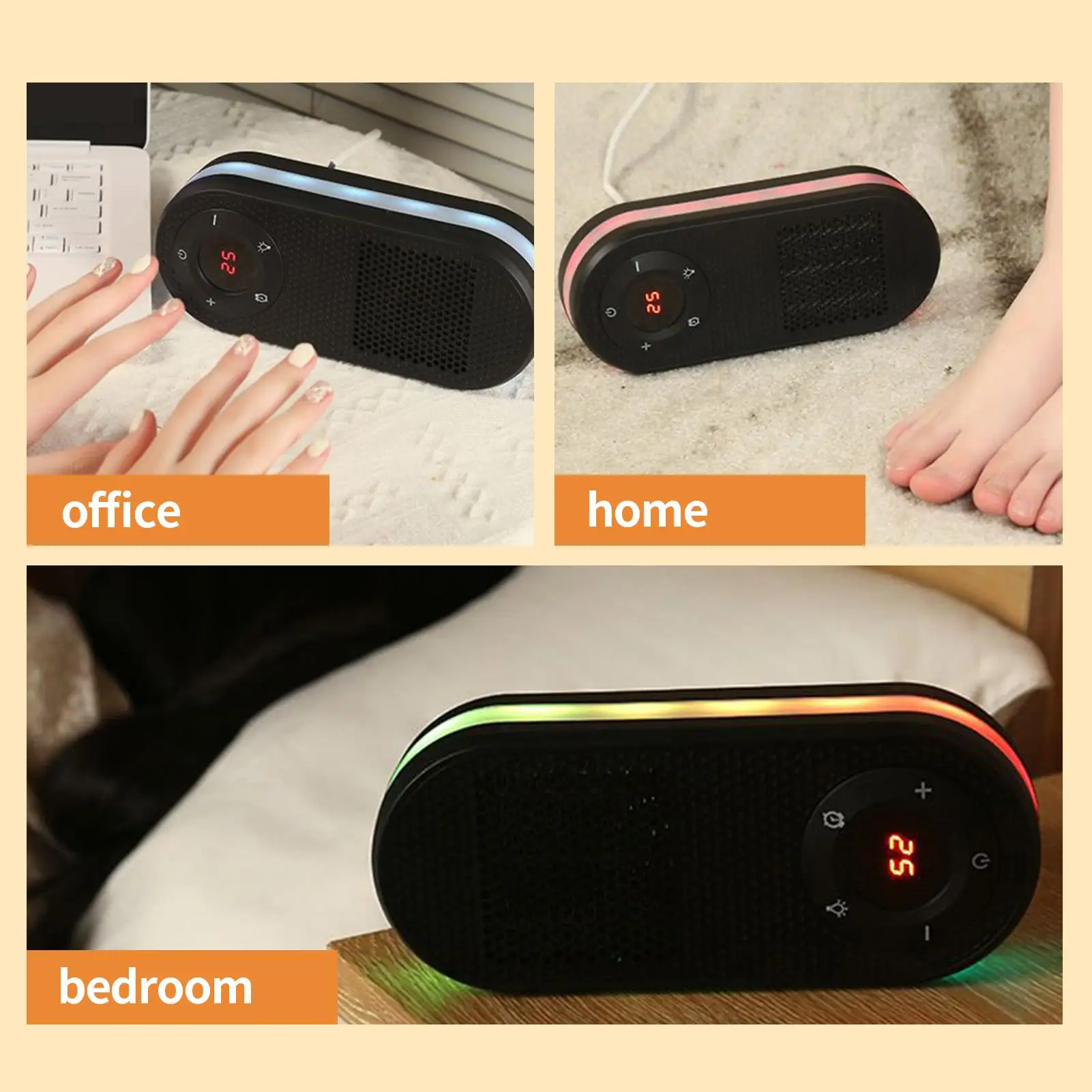 

Small Heater 180 Degree Rotatable Electric Heater With Remote LED Display Overheat Protection Wall-mounted space heater