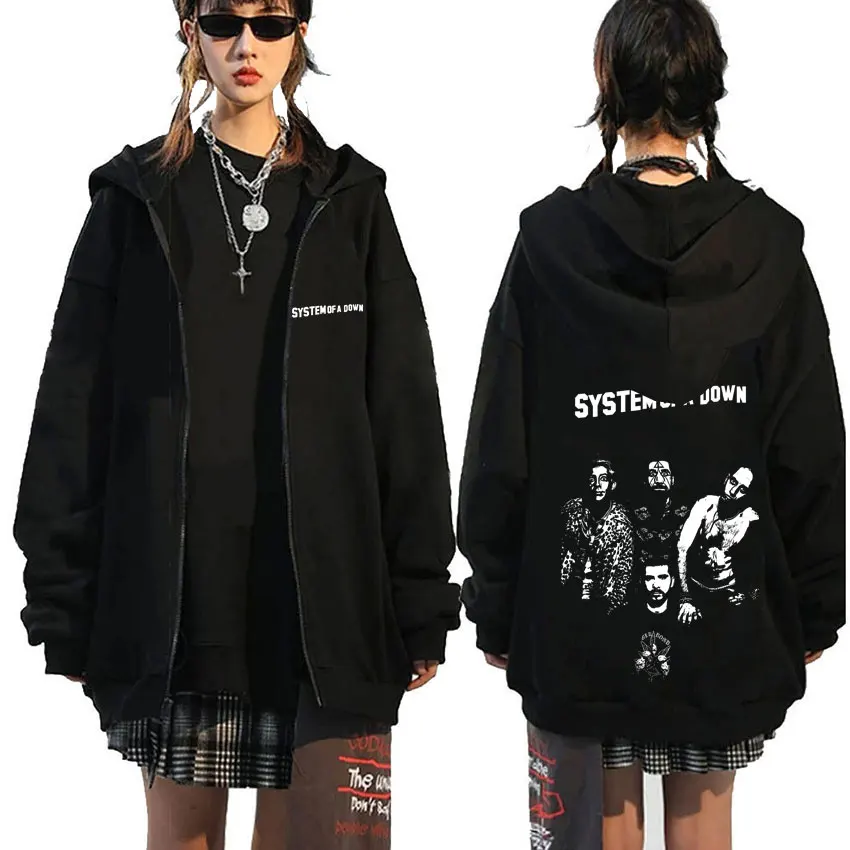

Alternative Metal Rock Band System of A Down Zipper Hoodie Men Women Casual Vintage Zip Up Hoodies Unisex Oversized Streetwear