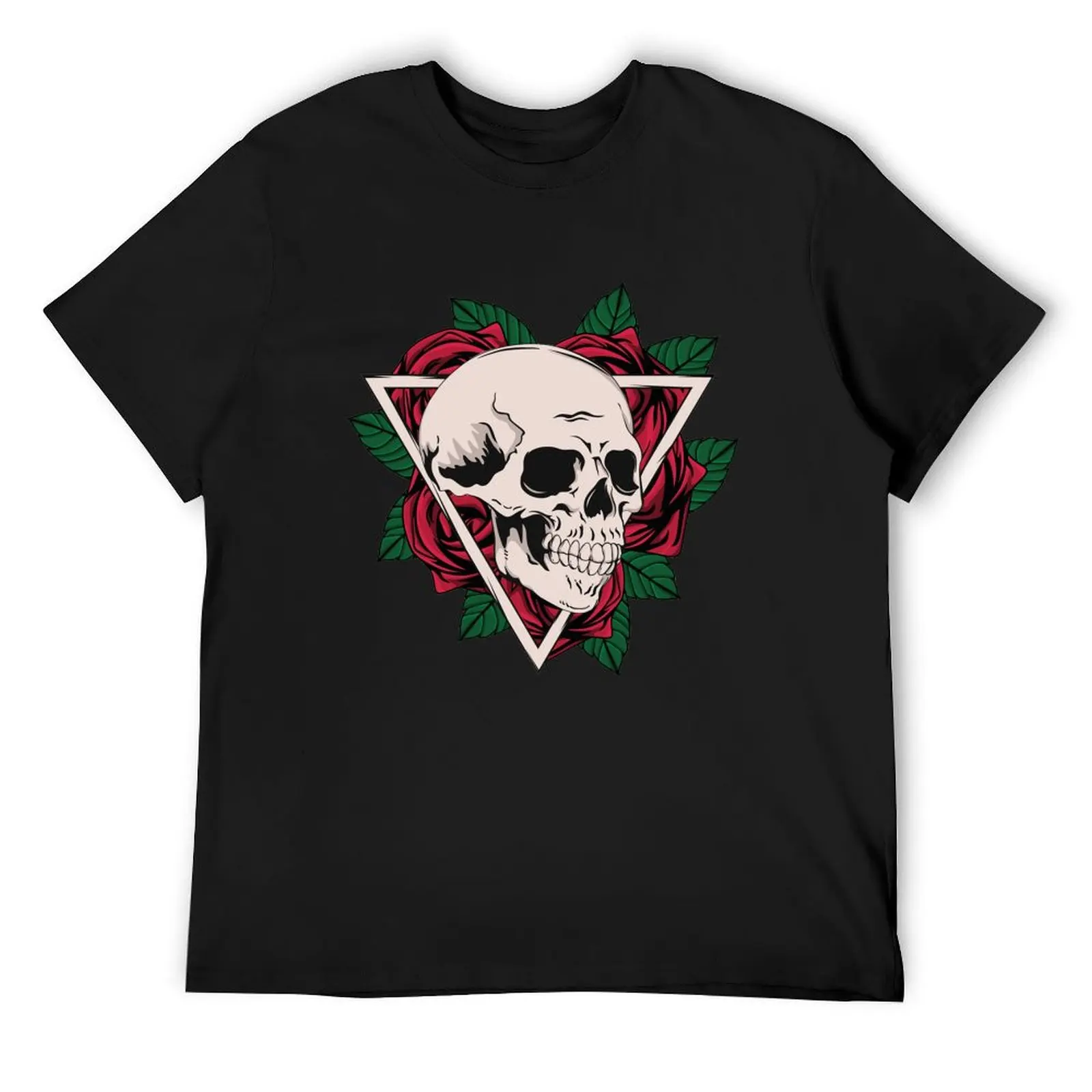 

skull with floral T-Shirt cotton man t-shirts blue archive croswit shirt man gifts for boyfriend men clothing