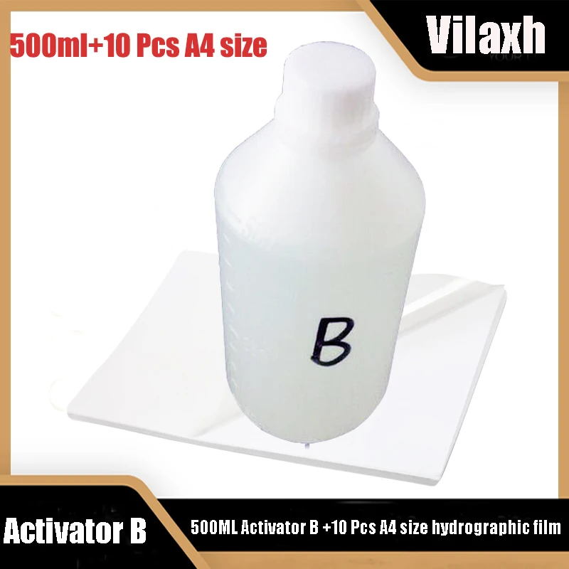 

Vilaxh 500ML Activator B +10 Pcs A4 size hydrographic film ,Hydrographic Film Activator For Water Printing