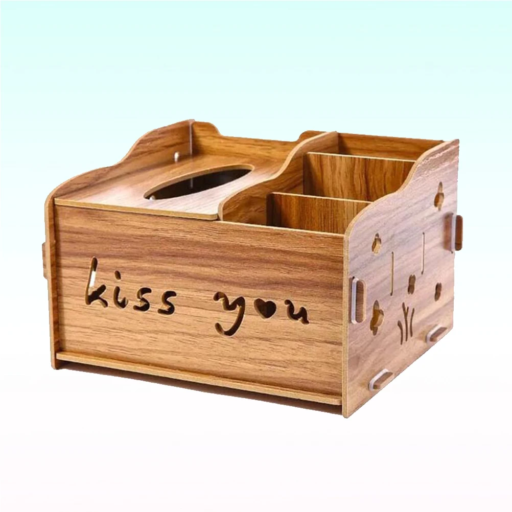 Wooden Multi-Functional Desktop Organizer Natural Wood Color For Home Office Kitchen Bathroom Living Room Organizer Paper Home