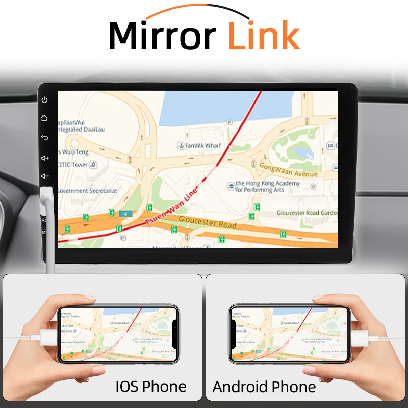 Hippcron 9 '' Carplay راديو السيارة 1 Din أندرويد السيارات مشغل وسائط متعددة شاشة تعمل باللمس بلوتوث USB MirrorLink Universal Autoradio