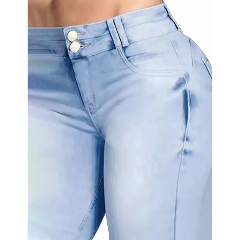 Pantaloni da donna 2023 New Fashion Casual Medium Strecth Jeans da donna Micro Horn Hip Lift vita alta Slim Fit Skinny Flare Pants