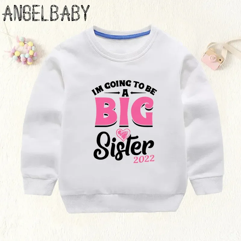 I\'m Being Promoted To Big Sister 2024 Print Kids Sweatshirts Announcement Mommy Pregnant Girls Clothes Baby Children Hoodies