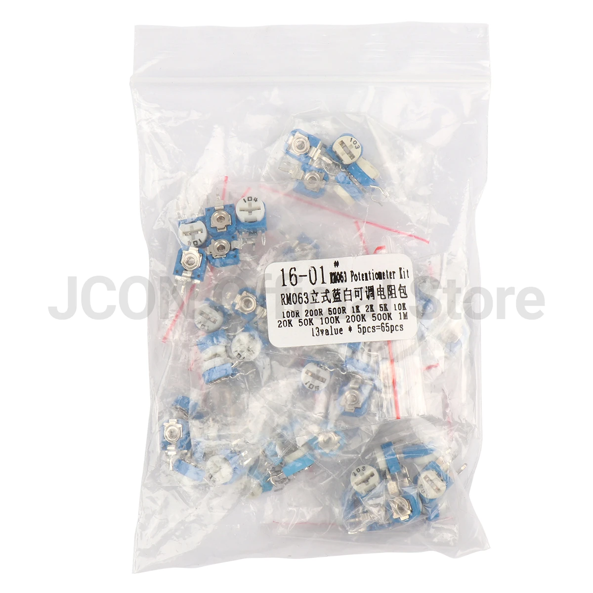 RM063 Vertical Trimpot Resistor Kit 65Pcs 13 Values 100Ω-1MΩ Adjustable for Circuit Board Repair