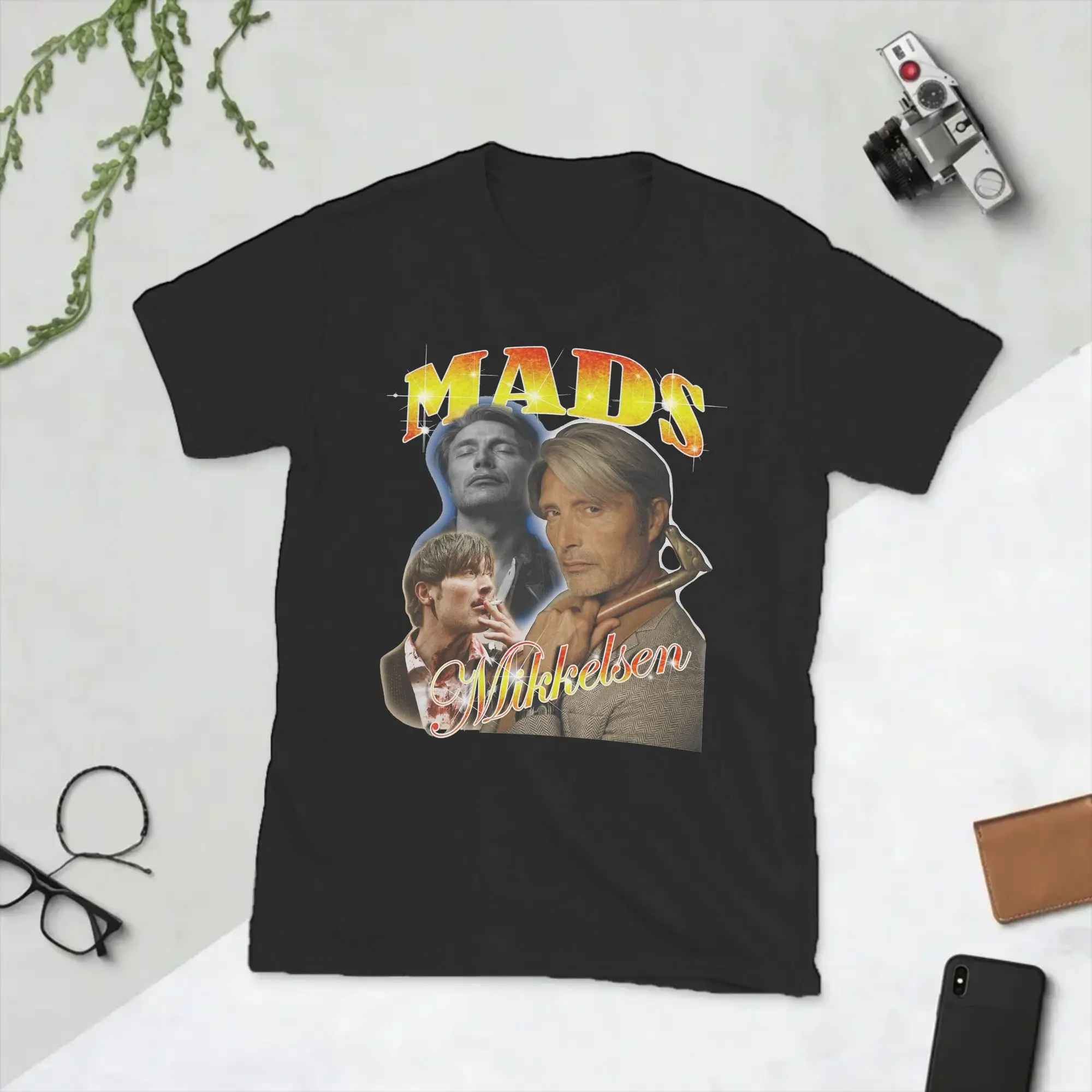 Men Mads Mikkelsen Actor T Shirt  100% Cotton Tops Vintage Short Sleeve Crew Neck Tees Summer T-Shirt