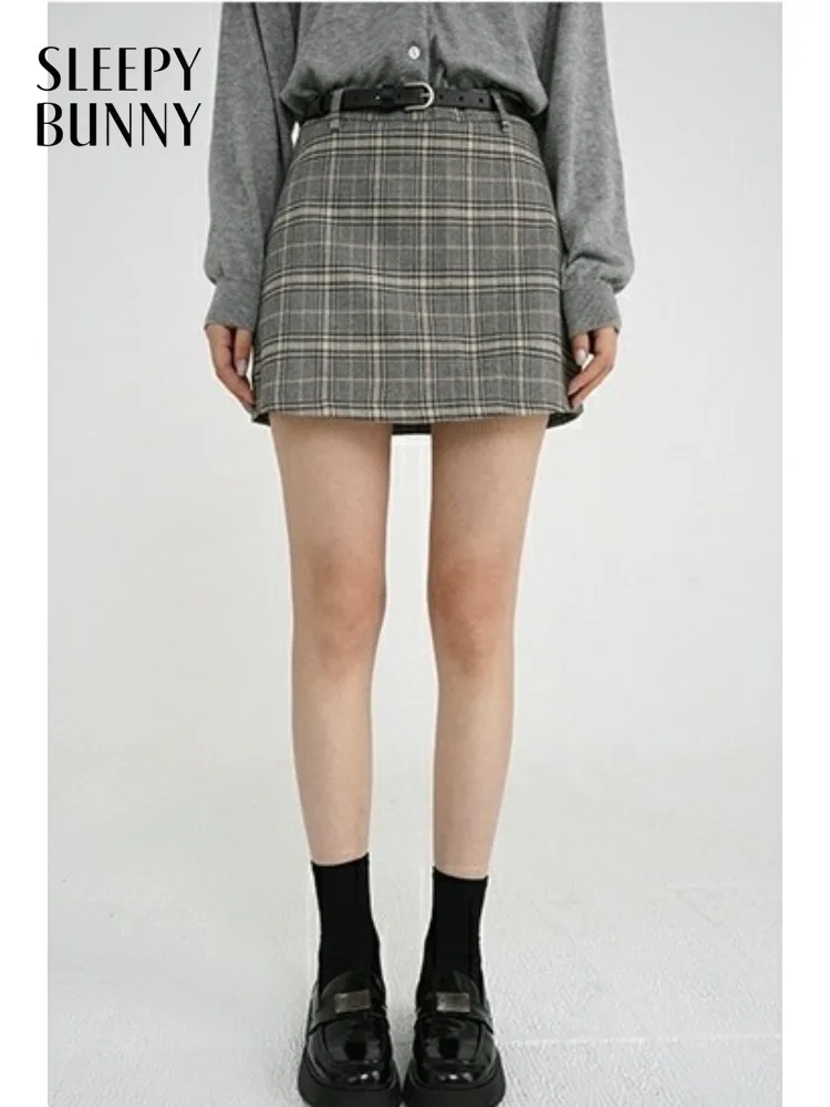 

Женская винтажная мини-юбка А-силуэта в клетку с высокой талией, повседневная короткая юбка в клетку, шикарный стиль преппи, весенний образ на каждый день