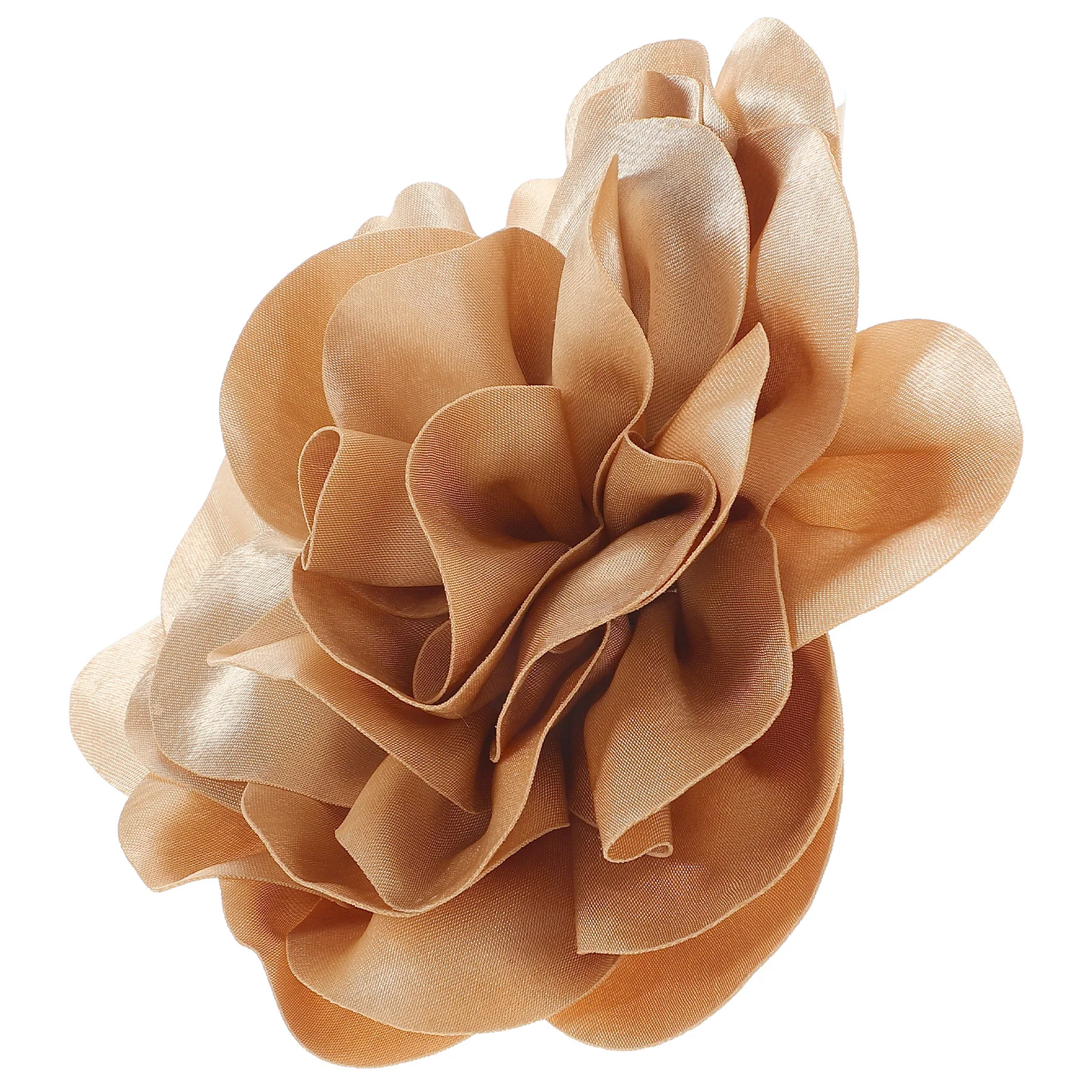 Broche de flor de tecido amarelo grande feito à mão, acessório floral elegante para vestidos femininos, banquete de casamento, roupas formais