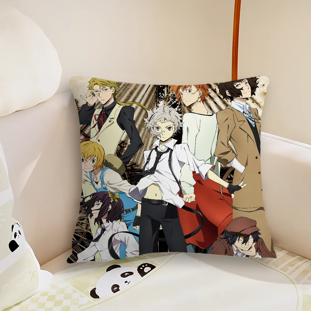 Hot Anime B-Bungo Stray Dogs Pillow Case Living Room Sofa Cushion Cover Suitable For Home Bedroom Room Decoration