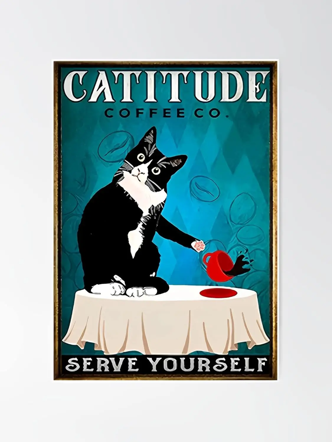 Винтажный металлический жестяной знак с изображением кота катиза, подарите себе сервис, бара, паба, клуба, кафе, домашний декор для стен, металлический жестяной знак 12x16 дюймов