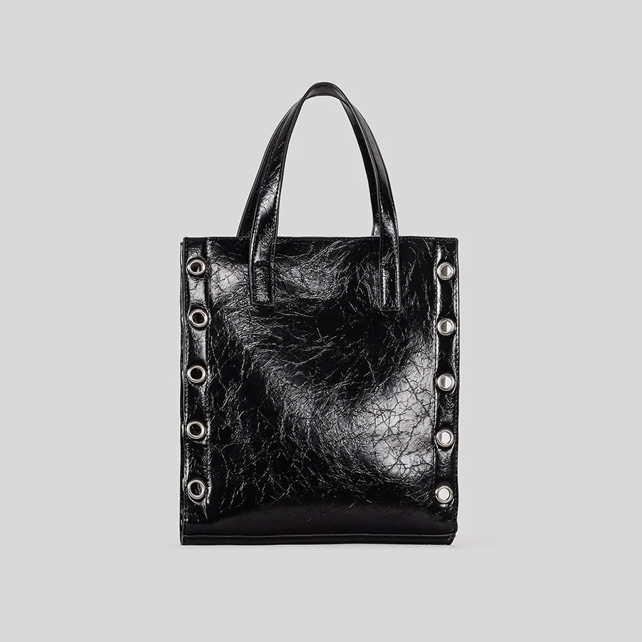 

Fashion Rivet Buckets Bag Designer Women Handbags Luxury Pu Leather Shoulder Crossbody Bags Punk Small Tote Female Purses 2026