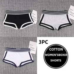 3pc/lot Women's Cotton Boxer Underwear Briefs Lady Breathable Midrise Security Panties Solid Sexy Sports Female Simple Neutral B