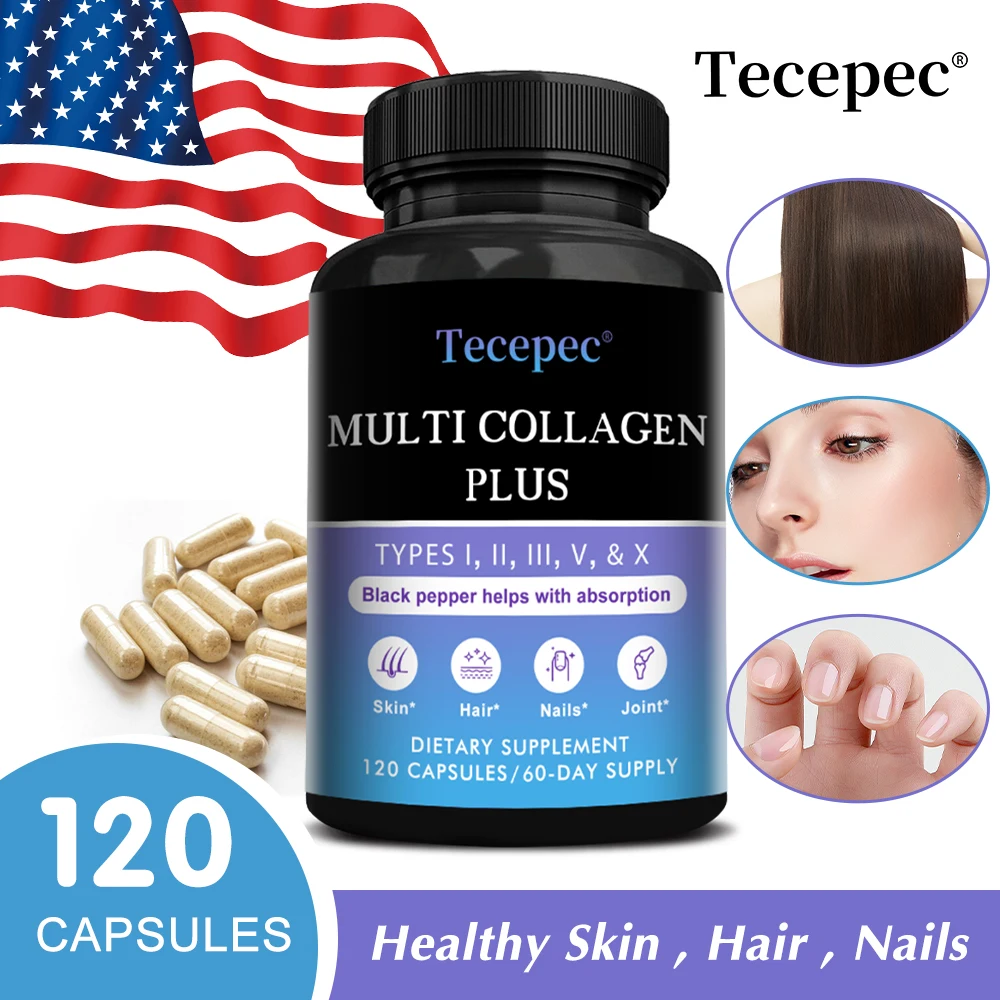 

Multi-collagen Supplement with Black Pepper To Help Boost Nutrient Absorption for Hair, Nails, Skin, and Joints