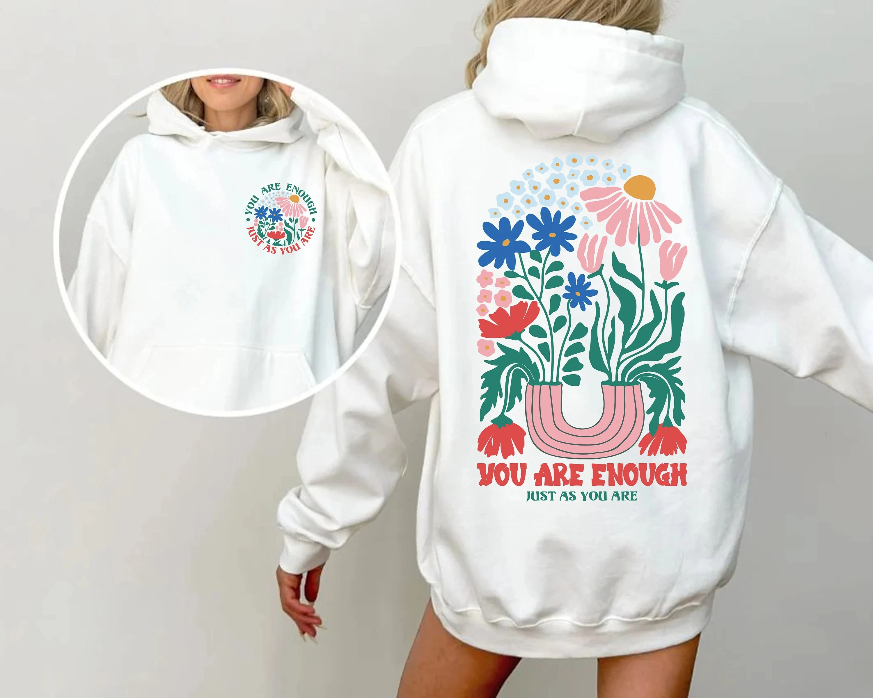 

Толстовка You Are Enough, мужская и женская толстовка с длинными рукавами, пуловер Y2k, топы, модная осенне-зимняя одежда, толстовки