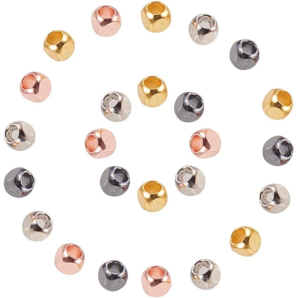 

Elite About 120 Pcs Brass Cube Spacer Beads 3x3x3mm for Jewelry Making 4 Colors