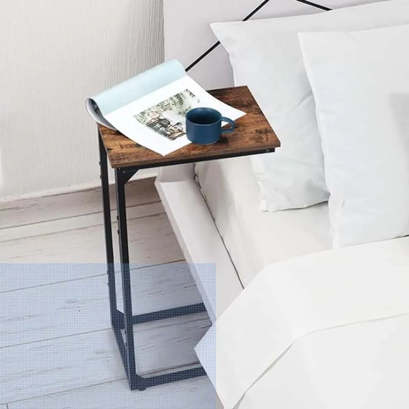 C Shaped End Table, Side Table Tray Side Table Bedside Table Height 27.3'' with Metal Frame for Laptop,Snack,Sofa Couch