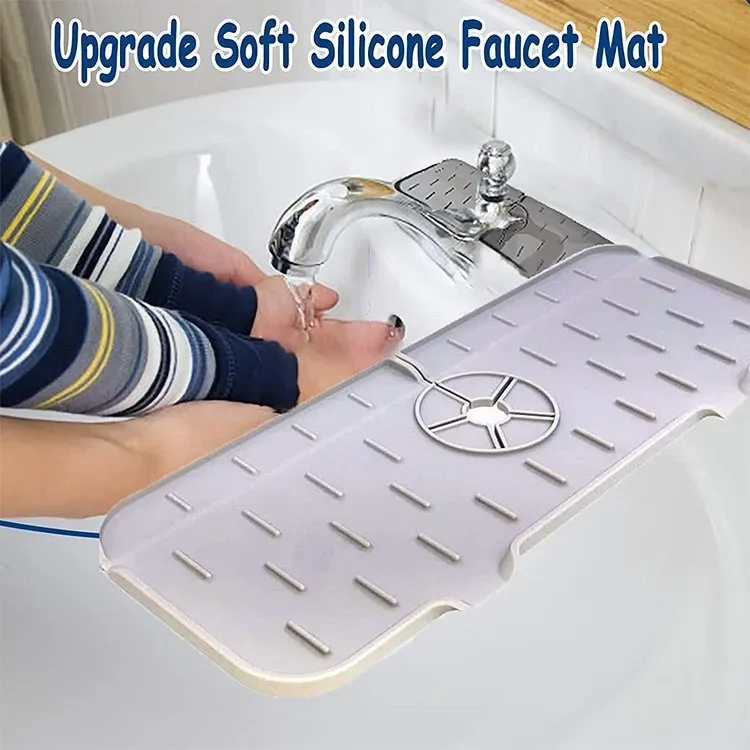 Faucet Mat Kitchen Sink Silicone Splash Pad Drainage Waterstop Bathroom Countertop Protector Quick Dry Tray