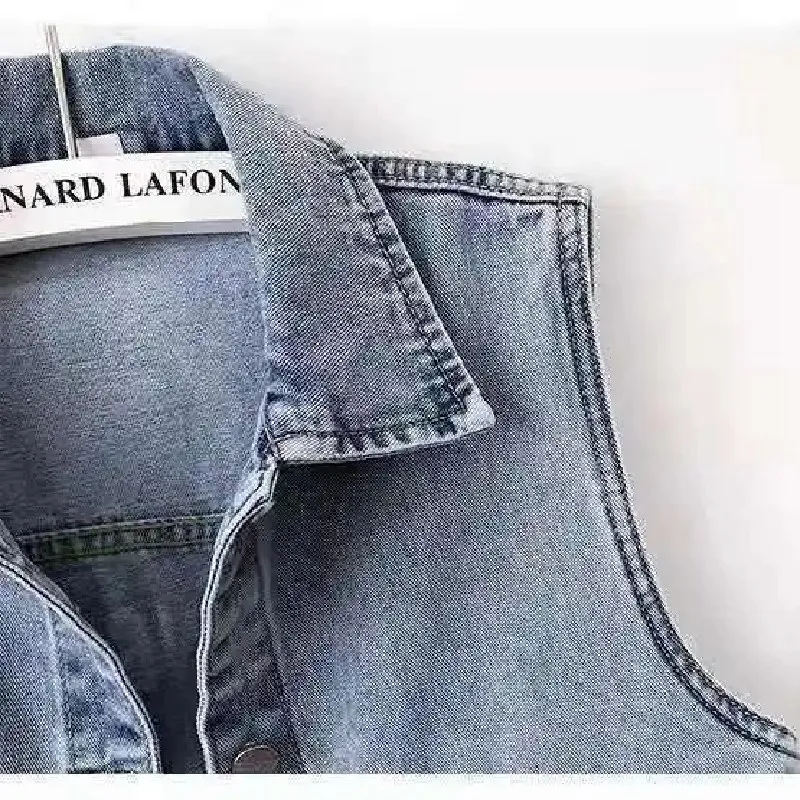 Neue Gedruckt Denim Weste Jacken frauen Frühling Sommer 2022 Neue Brief Einreiher Kurze Weste Workwear Beiläufige Mäntel Weibliche top