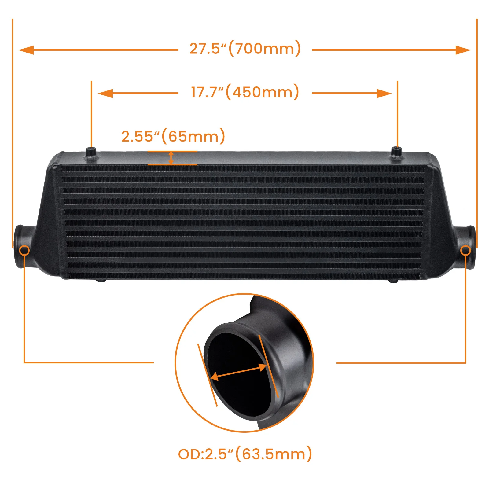 27.5''x7.2''x2.5'' Intercooler & 2.5