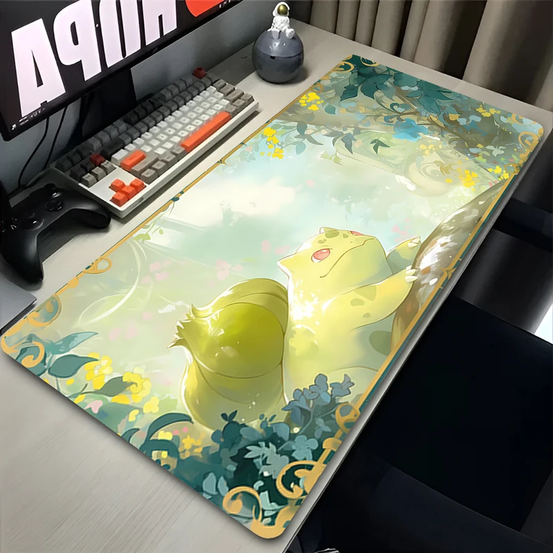 

Hot Mouse Pad Gamer XXL Computer Keyboard Table Pokemon Bulbasaur Gaming Accessories Anime Desk Mat Home Office Rubber Mousepad