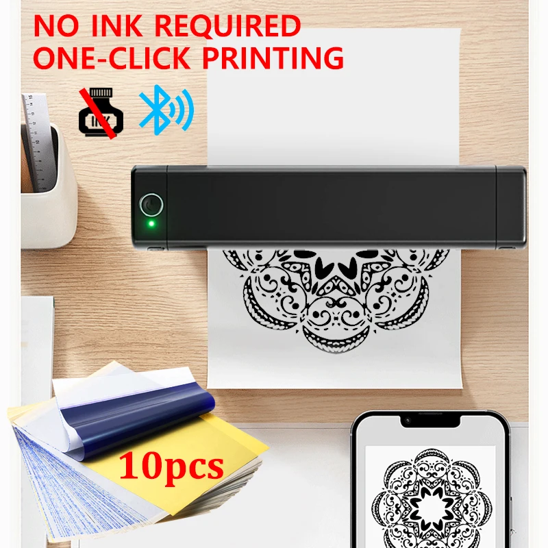 

Wireless Tattoo Transfer Thermal Printer M08F Inkless Portable Support Multifunctional Bluetooth Home Travel Android iOS Mode