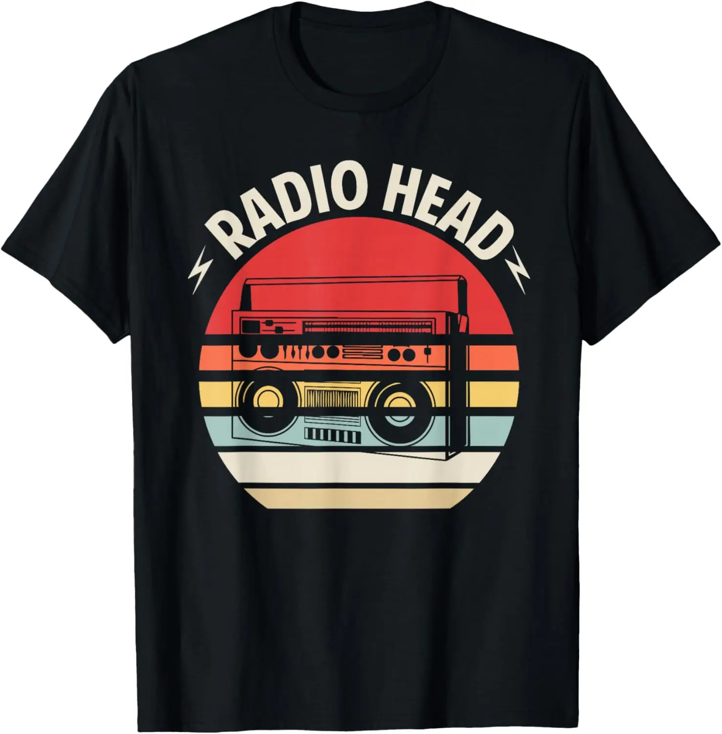 Radio Head Retro Boombox Graphic Tee Soft Cotton Vintage Style Short Sleeve T-Shirt for Men