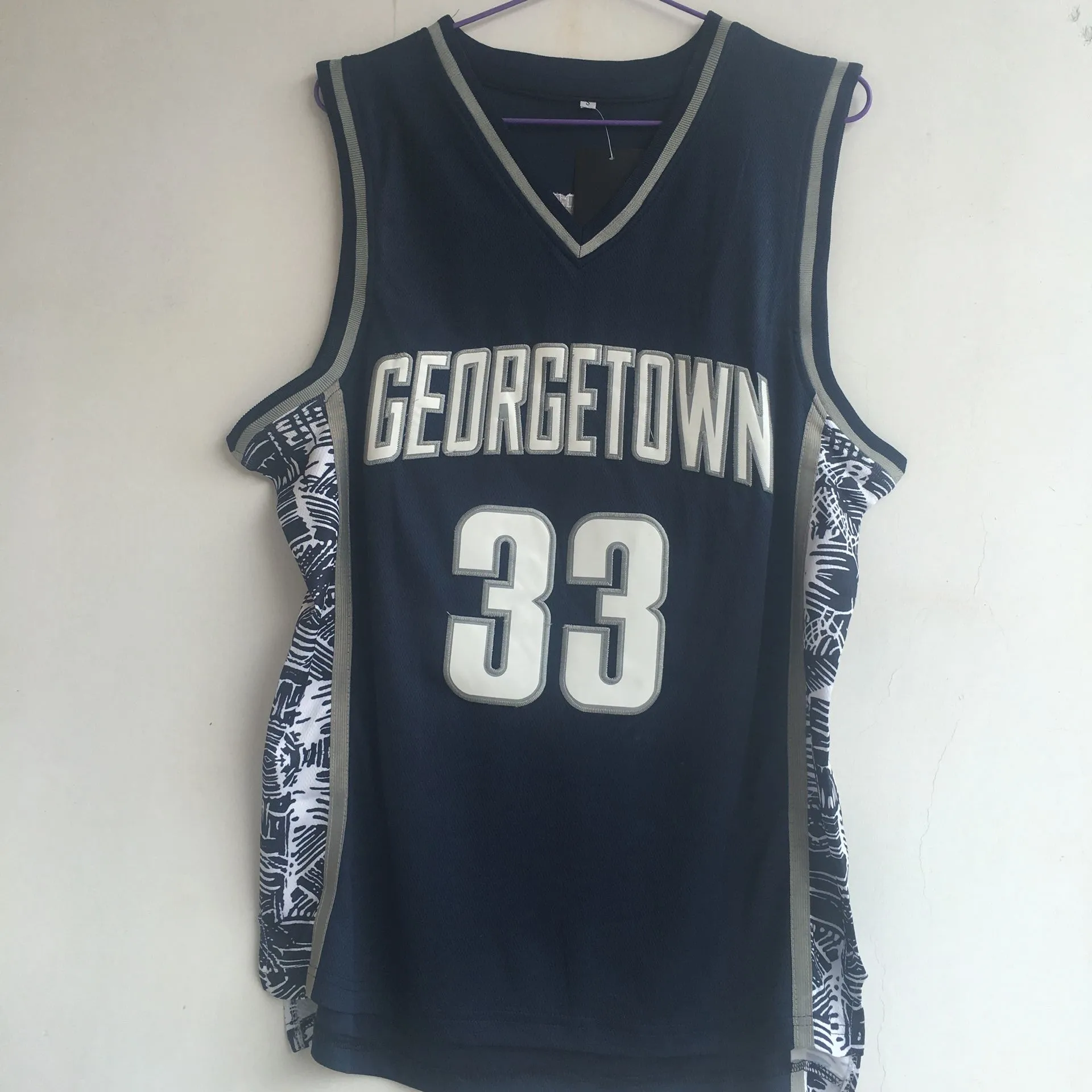 Uniforme de baloncesto para hombres, mujeres y niños, ropa deportiva transpirable bordada, 33 EWING, Georgetown, puede personalizar