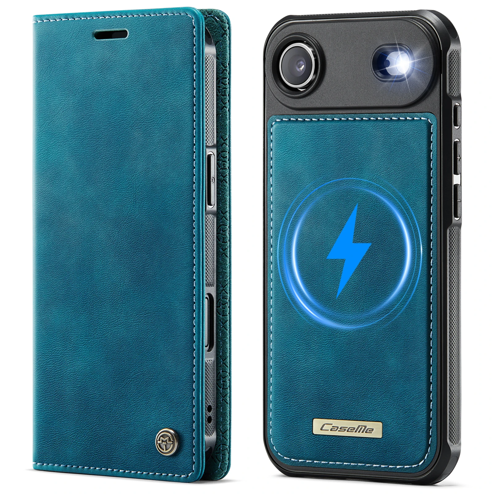 2 في 1 حافظة جلدية سولت بطاقات مغناطيسية لهاتف آيفون 17 برو ماكس 16 بلس 15 14 13 12 مسند مقاوم للصدمات لغطاء Magsafe