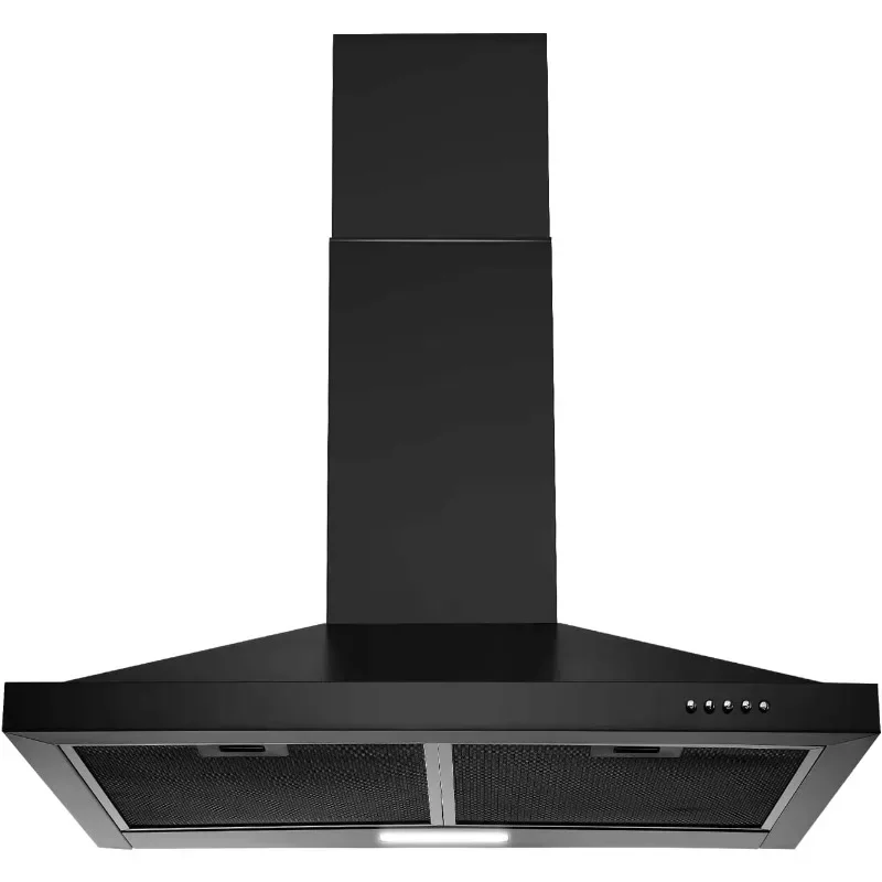 SNDOAS 24 inch Range Hood Black Range Hood, Ductless Range Hood with Energy Saving LED Light,Wall Mount Kitchen Hood