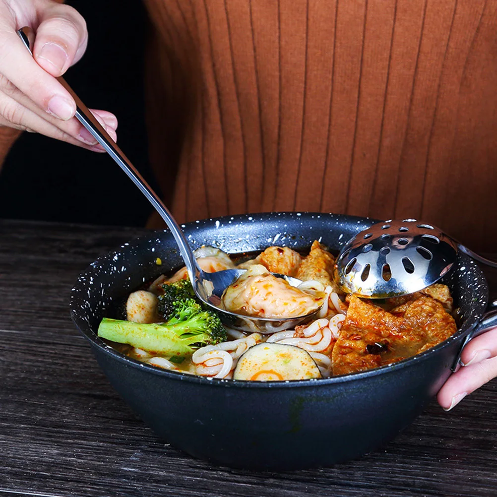 

304 Stainless Steel Soup Spoon Round Large Hot Pot Spoon Long Handle Kitchen Cutlery Polished Mirror Finish Easy Clean