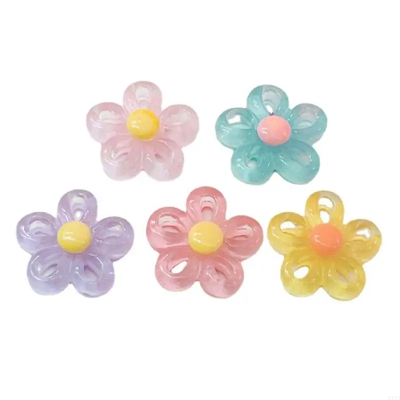 

37JB 23x23mm 5 Color Resin Flower Charm Pendants For Jewelry Making Accessories