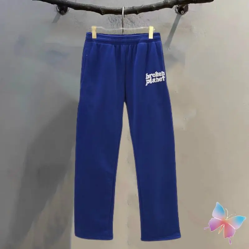 

24ss High Street Blue Broken Planet Pants High Quality Foam Letter Print Drawstring Trousers Casual BP Sweatpants Men Women