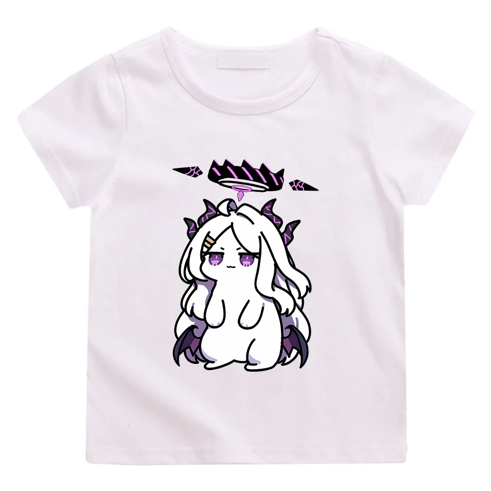 

Футболки Kawaii Bluearchive, новые универсальные детские футболки, милые свободные хлопковые топы для мальчиков и девочек, хлопковые футболки высокого качества