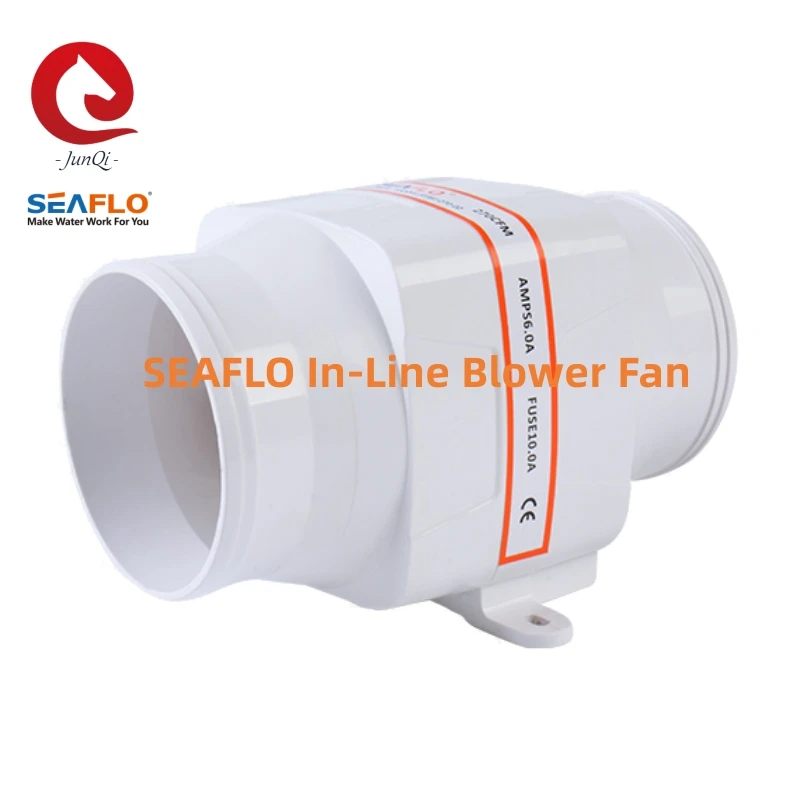 SEAFLO-Ventilador de esgoto em linha, barco marinho, exaustão de ar do RV, branco SFIB1-270-02, SFIB2-270-02, 270CFM, 4 lâminas, DC 12V, 24V, 102mm,