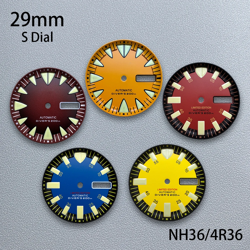 

29mm S Logo Monster Dial Fit NH36/4R36 Japanese Movement Green Luminous Matte High-Quality Dial Watch Modification Accessories