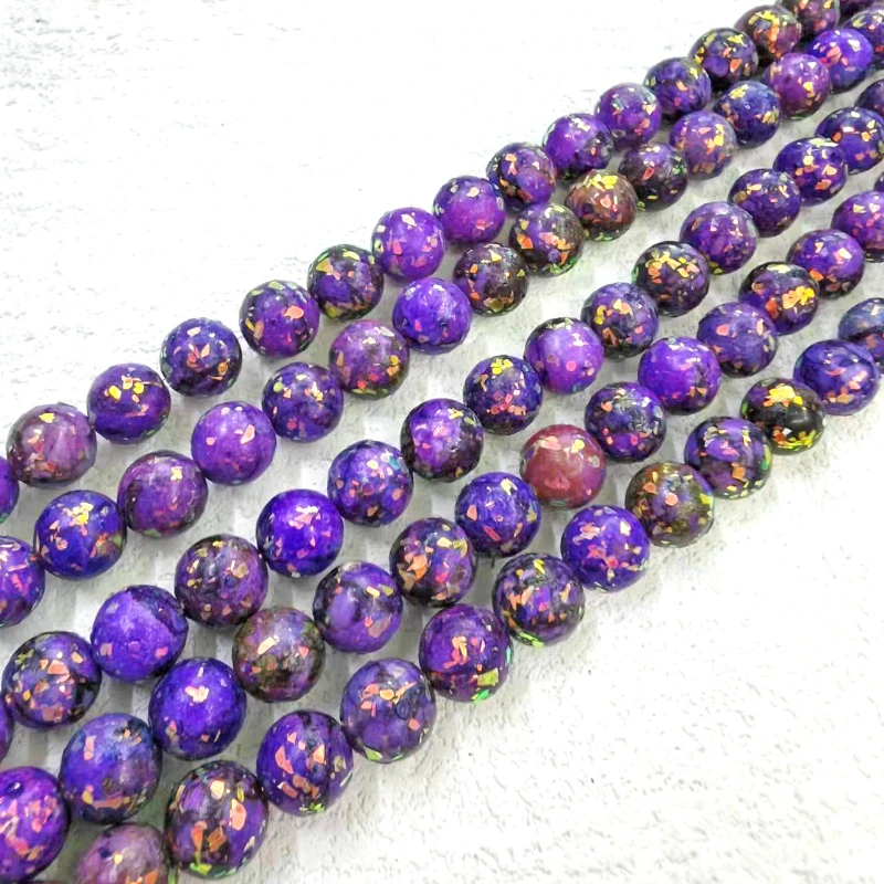 

New Optimize Purple Opal Stone Purple Round Bead Diy Bracelet Necklace Key Chain Women's Earrings Jewelry Accessories Wholesale