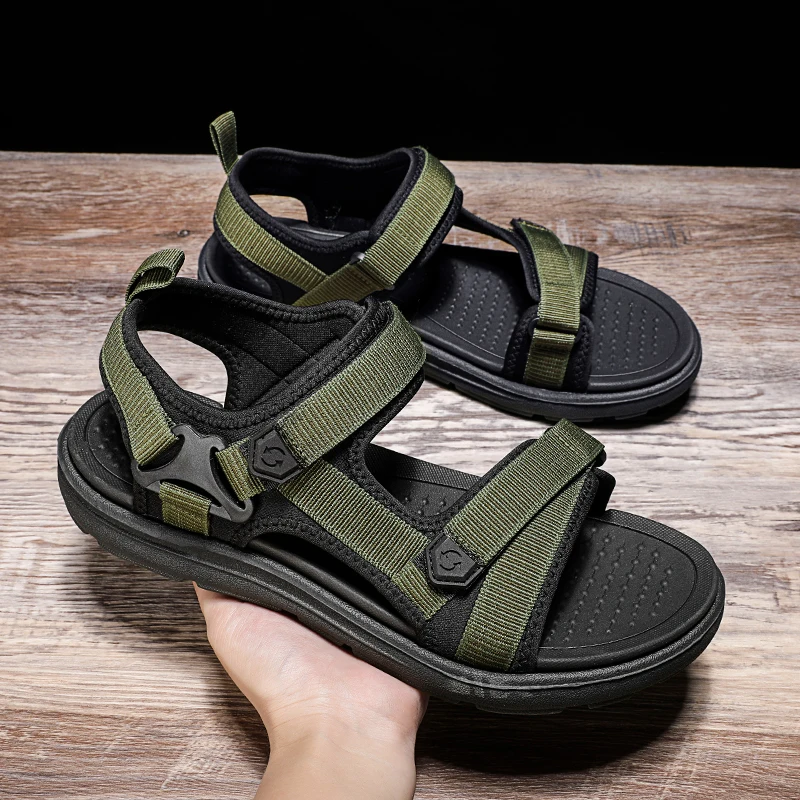 Summer Men's Sandals Outdoor Wadable Man Yoga Mat Insole Gladiator Open Beach Slippers Antiskid Durable Flat Men Shoes